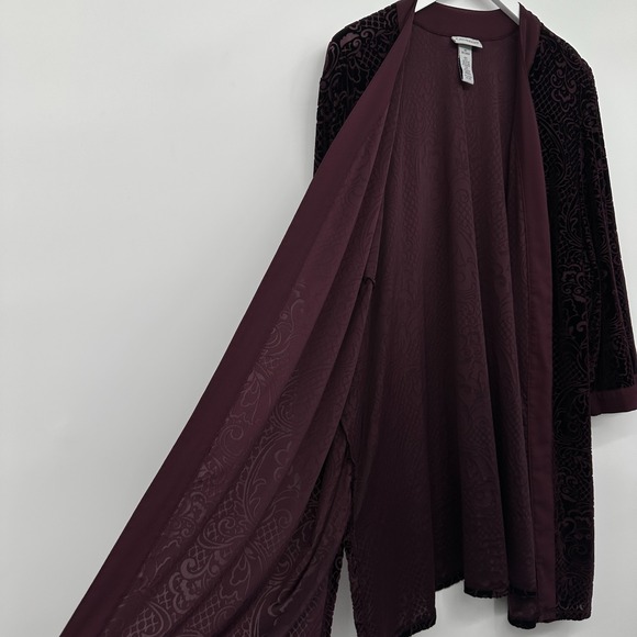 Catherines Jacket Kimono Size 3X Stretch Velvet Burnout Whimsigoth Witchy Boho - Picture 6 of 10